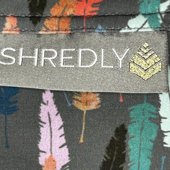 Shredly Shorts Womens 4 Gray Feather Print Mountain Bike Cycling Trail Pockets - Picture 4 of 12